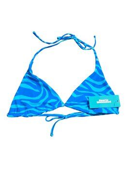NWT | Sports Illustrated Blue Zebra Print Reversible Triangle Bikini Top | Small